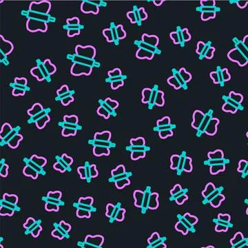 Line Rolling pin on dough icon isolated seamless pattern on black backgroun.. Stock Illustration