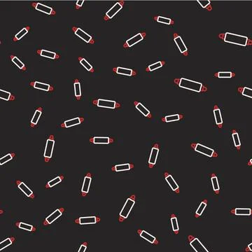 Line Rolling pin icon isolated seamless pattern on black background. Vector Stock Illustration