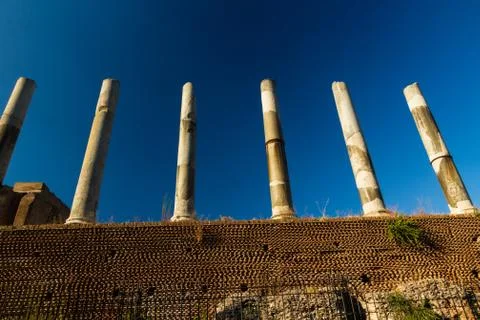 Line of Roman Columns Stock Photos