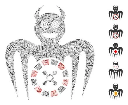 Line Roulette Mad Spectre Devil Icon Vector Mosaic Stock Illustration