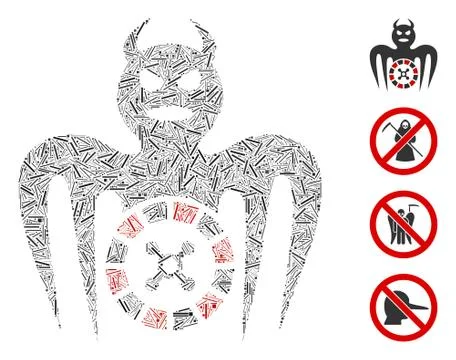 Line Roulette Spectre Devil Icon Vector Mosaic Stock Illustration