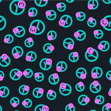 Line Round the clock delivery icon isolated seamless pattern on black background Stock Illustration
