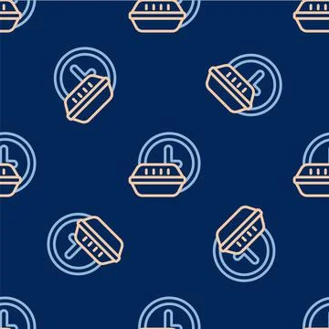 Line Round the clock delivery icon isolated seamless pattern on blue background Stock Illustration