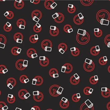 Line Round the clock delivery icon isolated seamless pattern on black background 스톡 일러스트