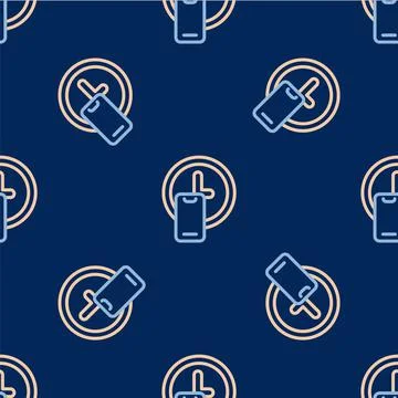 Line Round the clock delivery icon isolated seamless pattern on blue backgrou Stock Illustration
