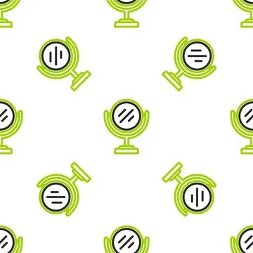 Line Round makeup mirror icon isolated seamless pattern on white background.  Illustrazione stock