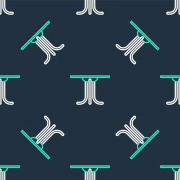 Line Round table icon isolated seamless pattern on black background. Vector 스톡 일러스트
