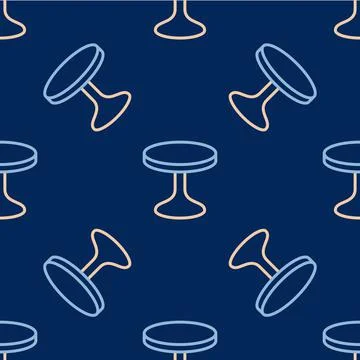Line Round table icon isolated seamless pattern on blue background. Vector 스톡 일러스트