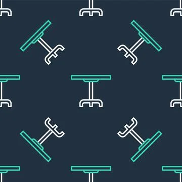 Line Round table icon isolated seamless pattern on black background. Vector Stock Illustration