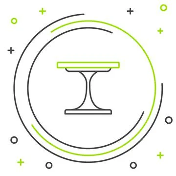 Line Round table icon isolated on white background. Colorful outline concept. Illustrazione stock