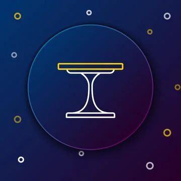 Line Round table icon isolated on blue background. Colorful outline concept.  Illustrazione stock