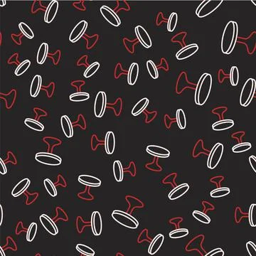 Line Round table icon isolated seamless pattern on black background.  Vector Stock Illustration