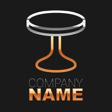 Line Round table icon isolated on black background. Colorful outline concept. Stock Illustration