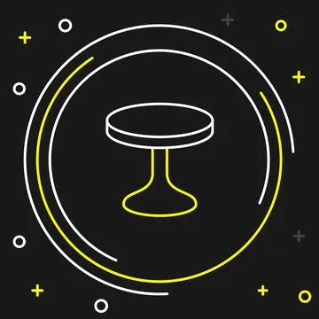 Line Round table icon isolated on black background. Colorful outline concept Illustrazione stock