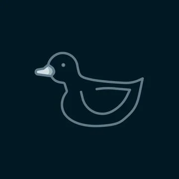Line Rubber duck icon isolated on black background. Flat filled outline sty.. Stock Illustration