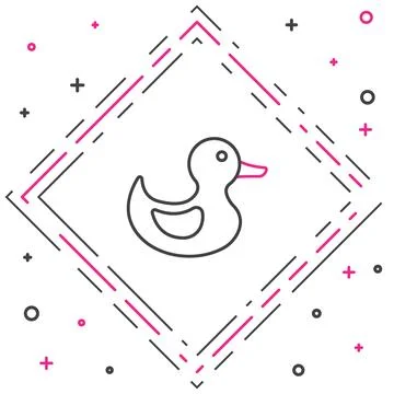 Line Rubber duck icon isolated on white background. Colorful outline concep.. Stock Illustration