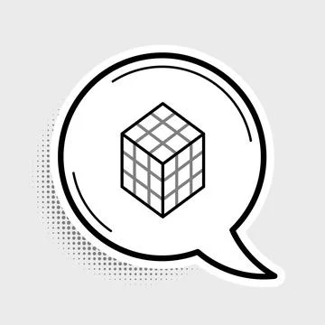 Line Rubik cube icon isolated on grey background. Mechanical puzzle toy. Rubik's 库存插图