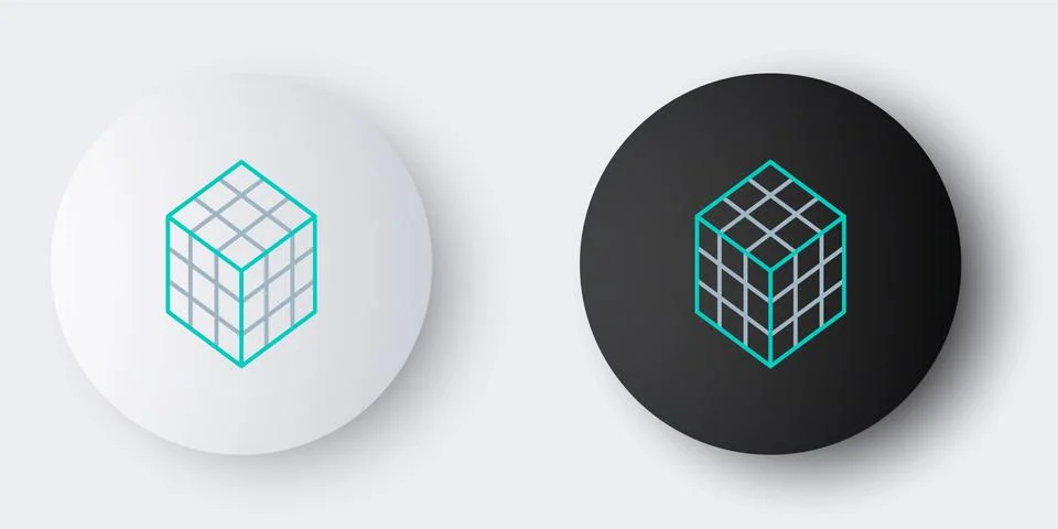 Line Rubik cube icon isolated on grey background. Mechanical puzzle toy. Rubik's 库存插图