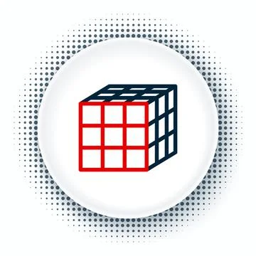 Line Rubik cube icon isolated on white background. Mechanical puzzle toy. Rubik 库存插图