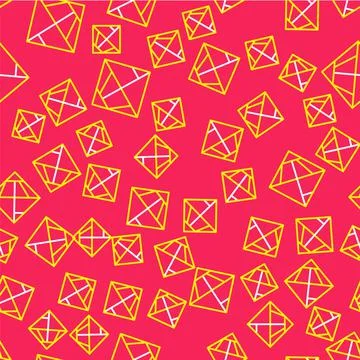 Line Rubik cube icon isolated seamless pattern on red background. Mechanical Illustrazione stock