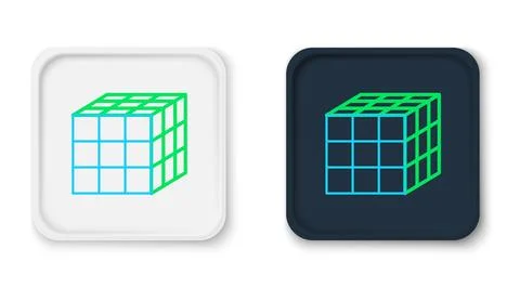 Line Rubik cube icon isolated on white background. Mechanical puzzle toy. Rubik 库存插图