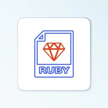 Line RUBY file document. Download ruby button icon isolated on white background Stock Illustration