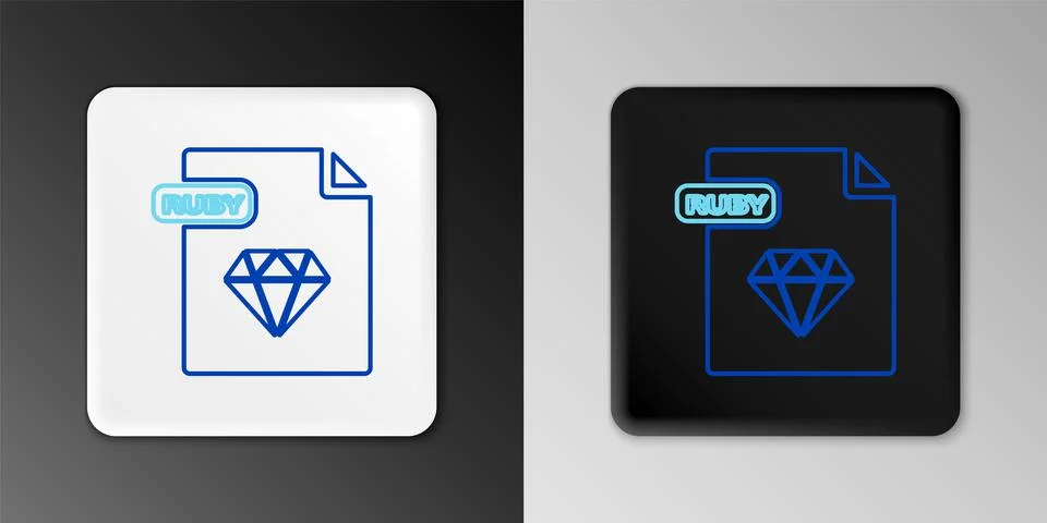 Line RUBY file document. Download ruby button icon isolated on grey background 스톡 일러스트