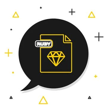 Line RUBY file document. Download ruby button icon isolated on white backgr.. 스톡 일러스트