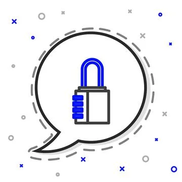 Line Safe combination lock icon isolated on white background. Combination イラスト素材