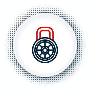 Line Safe combination lock icon isolated on white background. Combination 스톡 일러스트