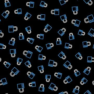 Line Safe combination lock icon isolated seamless pattern on black background Illustrazione stock