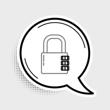 Line Safe combination lock icon isolated on grey background. Combination padlock イラスト素材