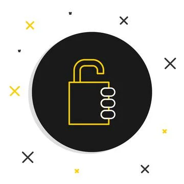 Line Safe combination lock icon isolated on white background. Combination Illustrazione stock