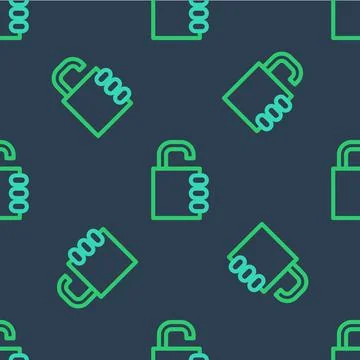 Line Safe combination lock icon isolated seamless pattern on blue background Stock Illustration