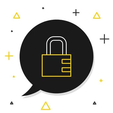 Line Safe combination lock icon isolated on white background. Combination p.. Illustrazione stock