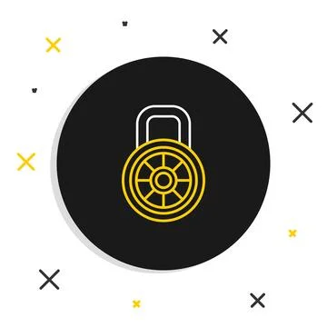 Line Safe combination lock icon isolated on white background. Combination p.. イラスト素材
