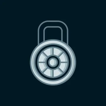 Line Safe combination lock icon isolated on black background. Combination p.. イラスト素材