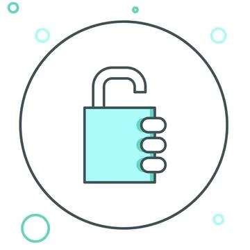 Line Safe combination lock icon isolated on white background. Combination p.. Stock Illustration