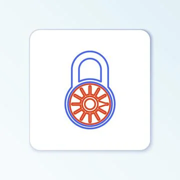 Line Safe combination lock wheel icon isolated on white background. Combination Stock Illustration