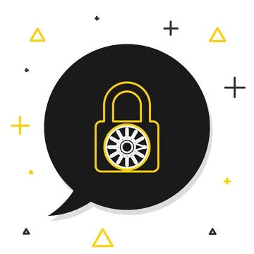 Line Safe combination lock wheel icon isolated on white background. Combination Stock Illustration