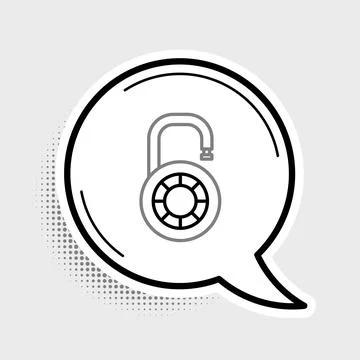 Line Safe combination lock wheel icon isolated on grey background. Combination 库存插图