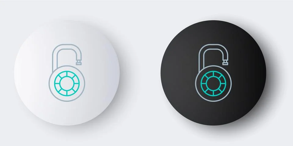 Line Safe combination lock wheel icon isolated on grey background. Combination 库存插图