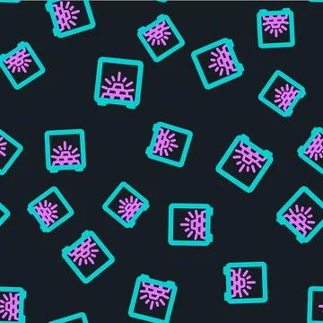Line Safe with gold bars icon isolated seamless pattern on black background Stock Illustration