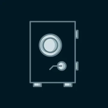Line Safe icon isolated on black background. The door safe a bank vault wit.. Stock Illustration
