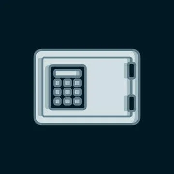Line Safe icon isolated on black background. The door safe a bank vault wit.. Stockillustratie