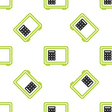 Line Safe icon isolated seamless pattern on white background. The door safe a Stock Illustration