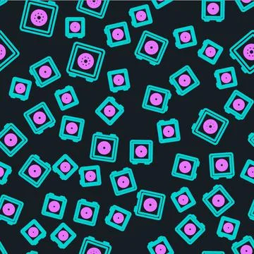 Line Safe icon isolated seamless pattern on black background. The door safe a Stock Illustration