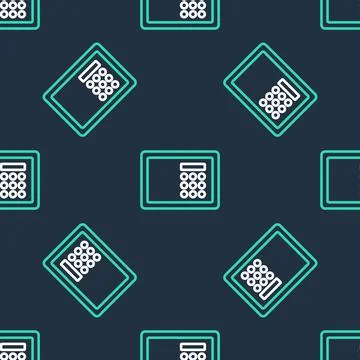 Line Safe icon isolated seamless pattern on black background. The door safe a Stock Illustration