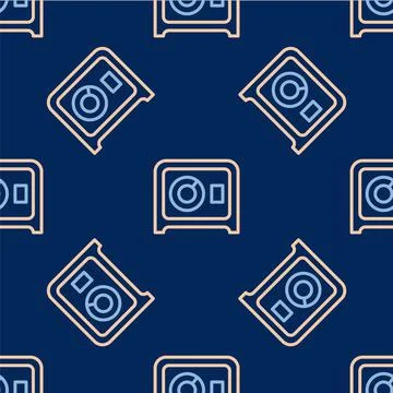 Line Safe icon isolated seamless pattern on blue background. The door safe a  Illustrazione stock