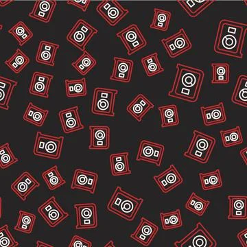 Line Safe icon isolated seamless pattern on black background. The door safe a Stock Illustration